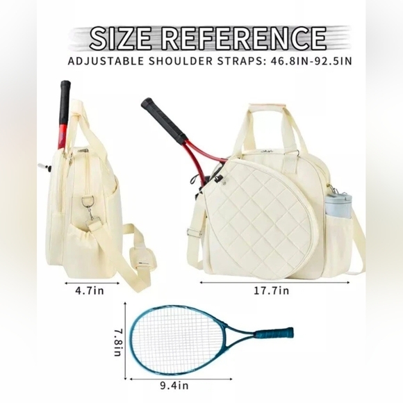 Universal Pickleball Bag with Shoe Compartment/Fence Hook & Adjustable, Gym - Picture 3 of 3